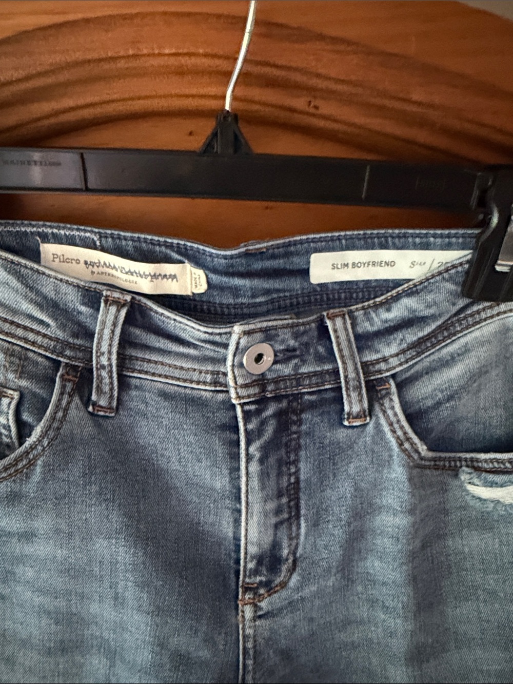 Anthropologie Pilcro Patchwork Boyfriend Jeans in distressed and patched denim